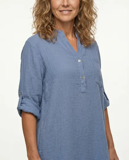 Musselin Kleid in blau von Made in Italy