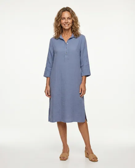 Musselin Kleid in blau von Made in Italy