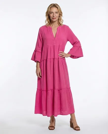 Musselin Maxikleid in pink von Made in Italy