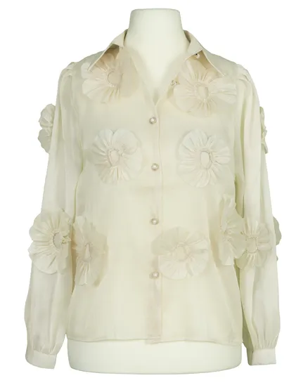 Organza Bluse mit Blumen in beige von Timiami