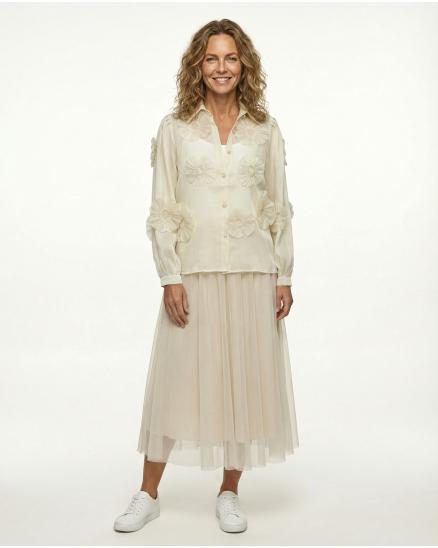 Organza Bluse mit Blumen in beige von Timiami