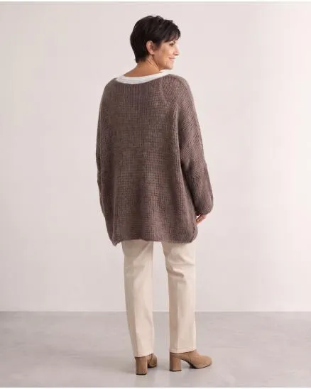 Oversize Pullover Grobstrick in braun von New Collection