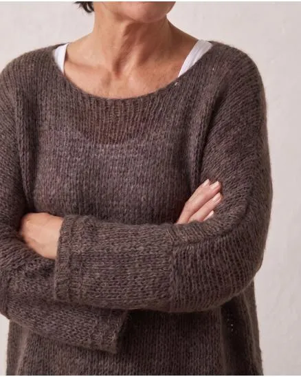 Oversize Pullover Grobstrick in braun von New Collection
