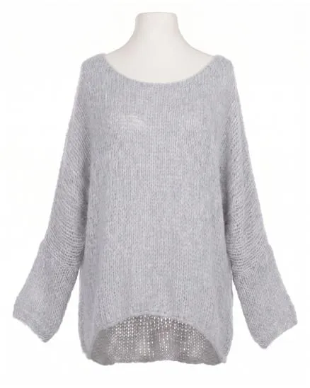 Oversize Pullover Grobstrick in hellgrau von New Collection