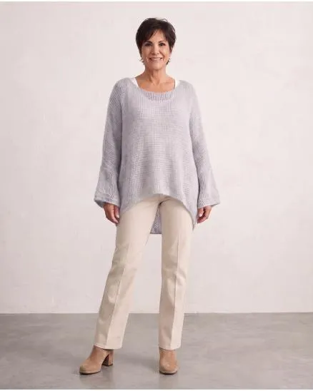 Oversize Pullover Grobstrick in hellgrau von New Collection