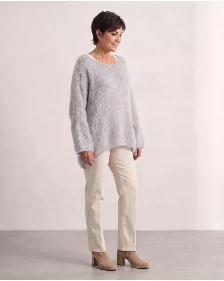 Oversize Pullover Grobstrick in hellgrau von New Collection