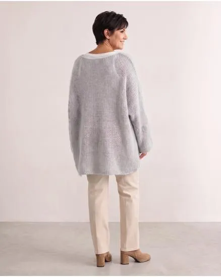 Oversize Pullover Grobstrick in hellgrau von New Collection