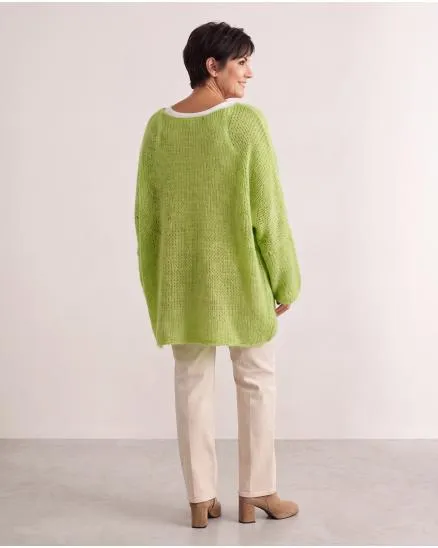 Oversize Pullover Grobstrick in kiwi von New Collection