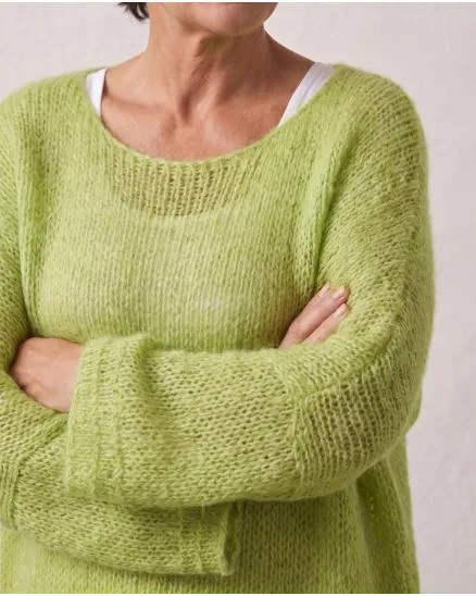 Oversize Pullover Grobstrick in kiwi von New Collection