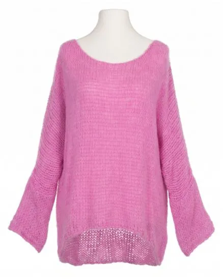 Oversize Pullover Grobstrick in pink von Made in Italy