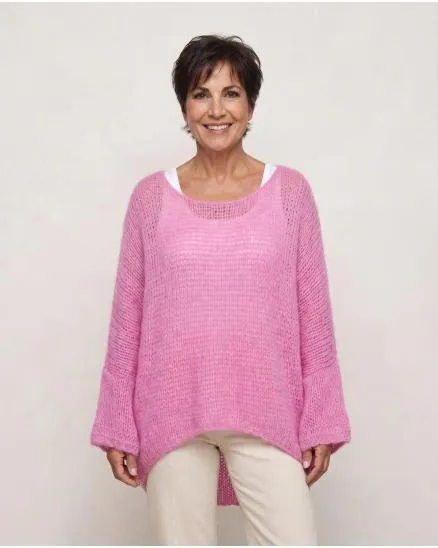 Oversize Pullover Grobstrick in pink von New Collection