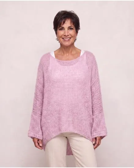 Oversize Pullover Grobstrick in rosa von New Collection