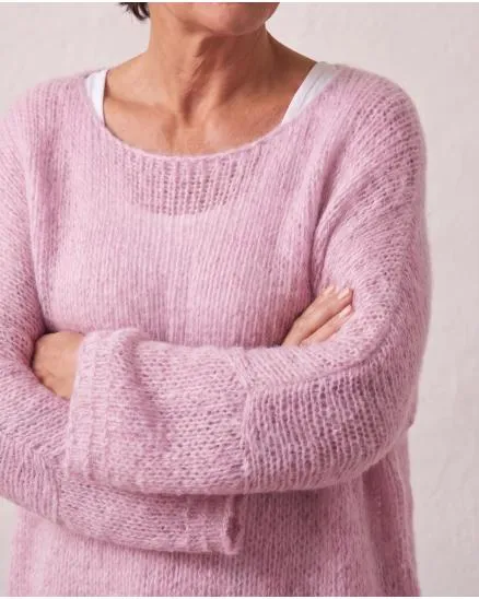 Oversize Pullover Grobstrick in rosa von New Collection