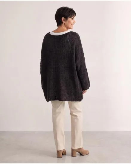 Oversize Pullover Grobstrick in schwarz von New Collection