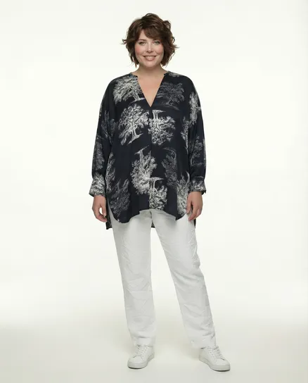 Oversize Tunika Bluse mit Seide in schwarz von Made in Italy