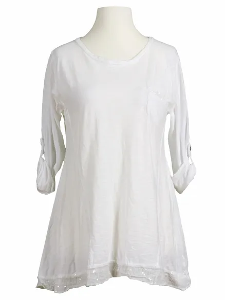 Pailletten Shirt A-Linie in wei� von RESTART
