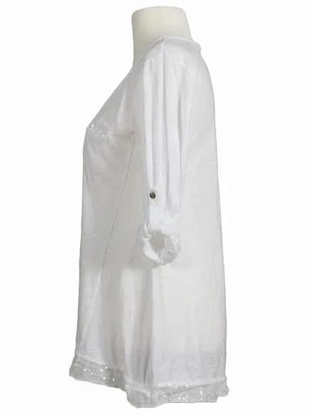 Pailletten Shirt A-Linie in wei� von RESTART