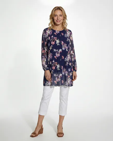Plissee Tunika in dunkelblau von New Collection