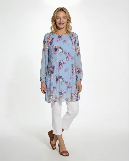 Plissee Tunika in hellblau von New Collection