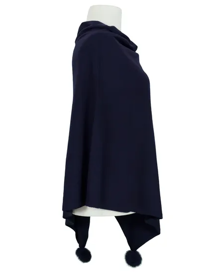 Poncho mit Cashmere in dunkelblau von Alpini