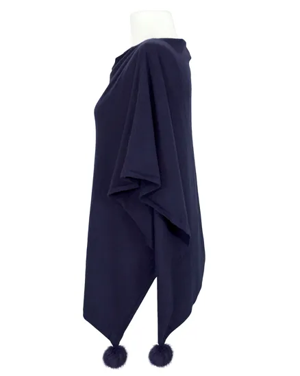 Poncho mit Cashmere in dunkelblau von Alpini