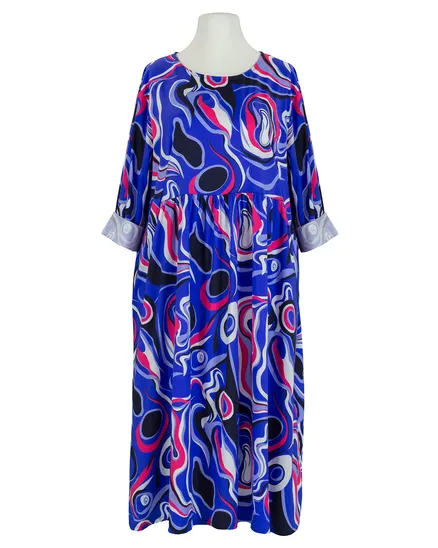 Popeline Kleid Print in blau von Made in Italy