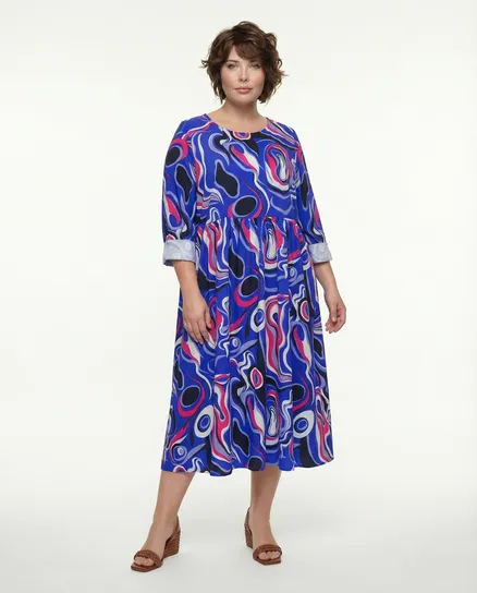 Popeline Kleid Print in blau von Made in Italy