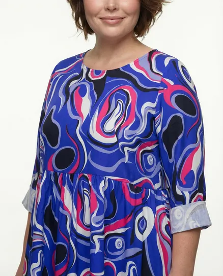 Popeline Kleid Print in blau von Made in Italy
