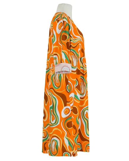 Popeline Kleid Print in orange von Made in Italy
