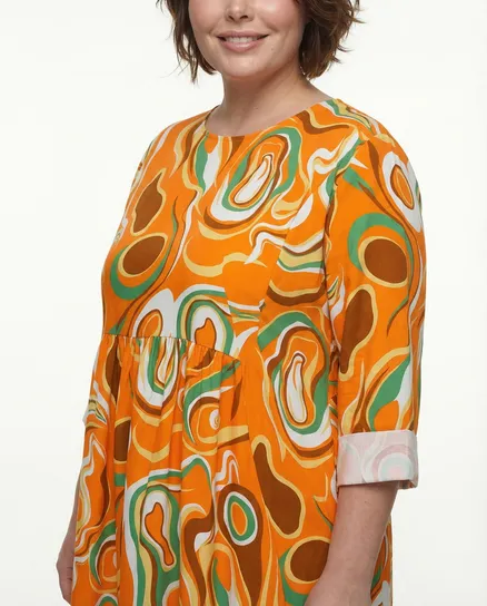 Popeline Kleid Print in orange von Made in Italy