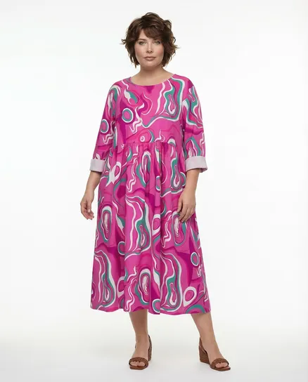 Popeline Kleid Print in pink von Made in Italy