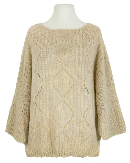 Pullover Ajourstrick in beige von Made in Italy
