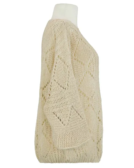 Pullover Ajourstrick in beige von Made in Italy