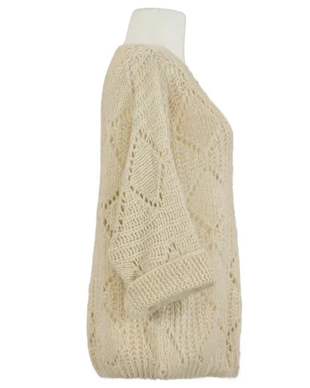 Pullover Ajourstrick in beige von Made in Italy