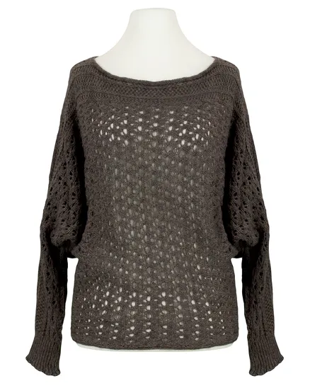 Pullover Ajourstrick in braun von ZYC Italy