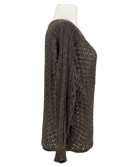 Pullover Ajourstrick in braun von ZYC Italy