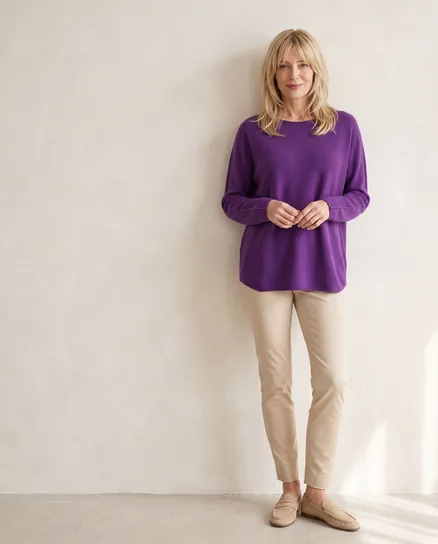 Pullover Basic in lila von Made in Italy