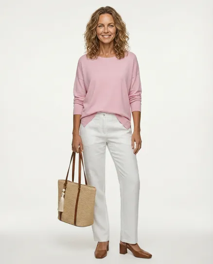 Pullover Feinstrick in rosa von Made in Italy
