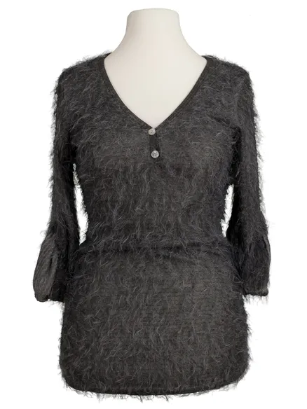 Shirt Flauschstrick in grau von fashion made in italy