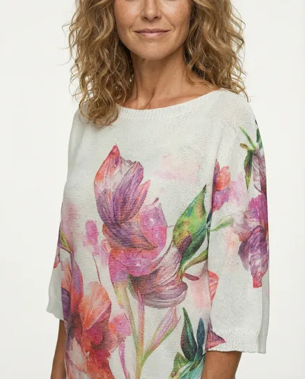 Pullover Floral in wei� von Made in Italy