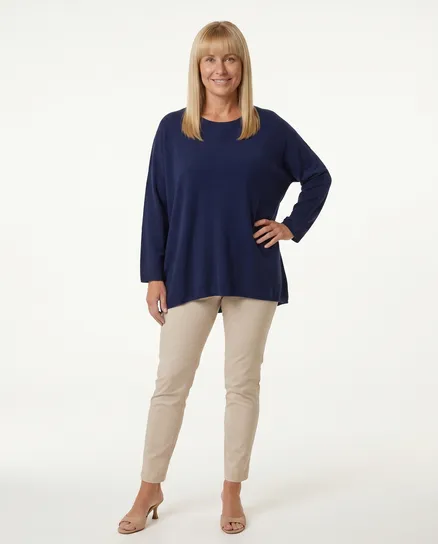 Pullover gerader Schnitt in dunkelblau von Made in Italy
