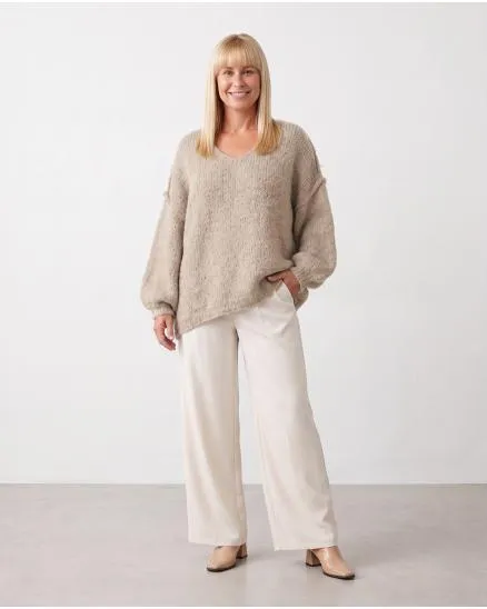 Pullover Inside-Out in beige von Made in Italy