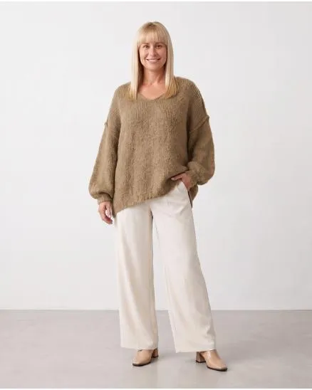 Pullover Inside-Out in camel von Made in Italy