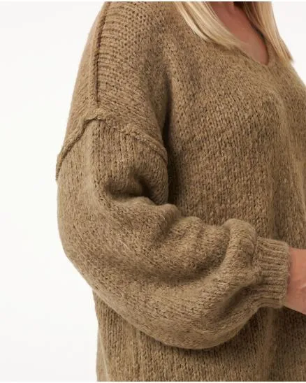 Pullover Inside-Out in camel von Made in Italy