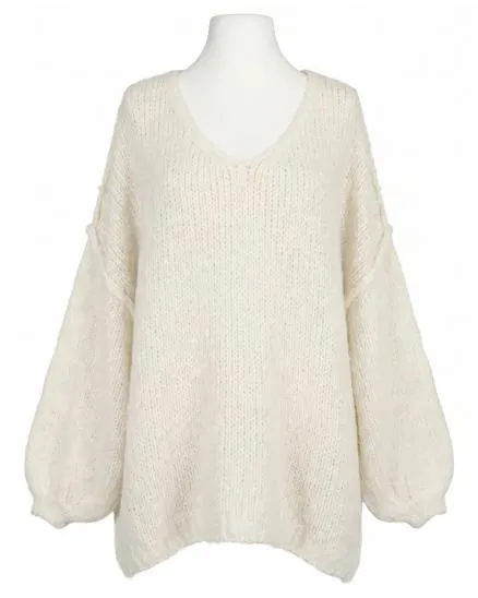 Pullover Inside-Out in creme von Made in Italy