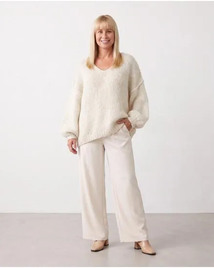 Pullover Inside-Out in creme von Made in Italy