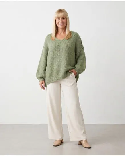 Pullover Inside-Out in khaki von Made in Italy
