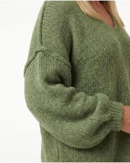 Pullover Inside-Out in khaki von Made in Italy