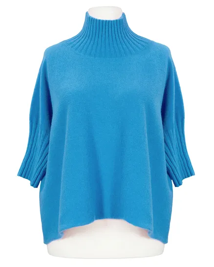 Pullover Kastenform in aqua von Made in Italy