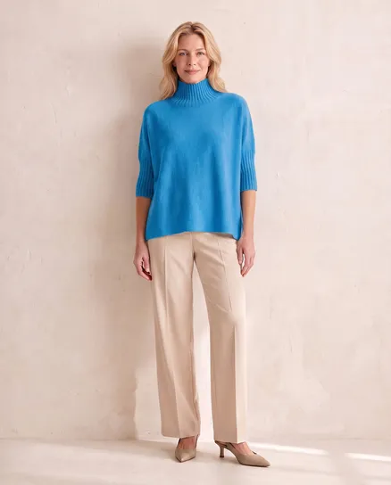 Pullover Kastenform in aqua von Made in Italy